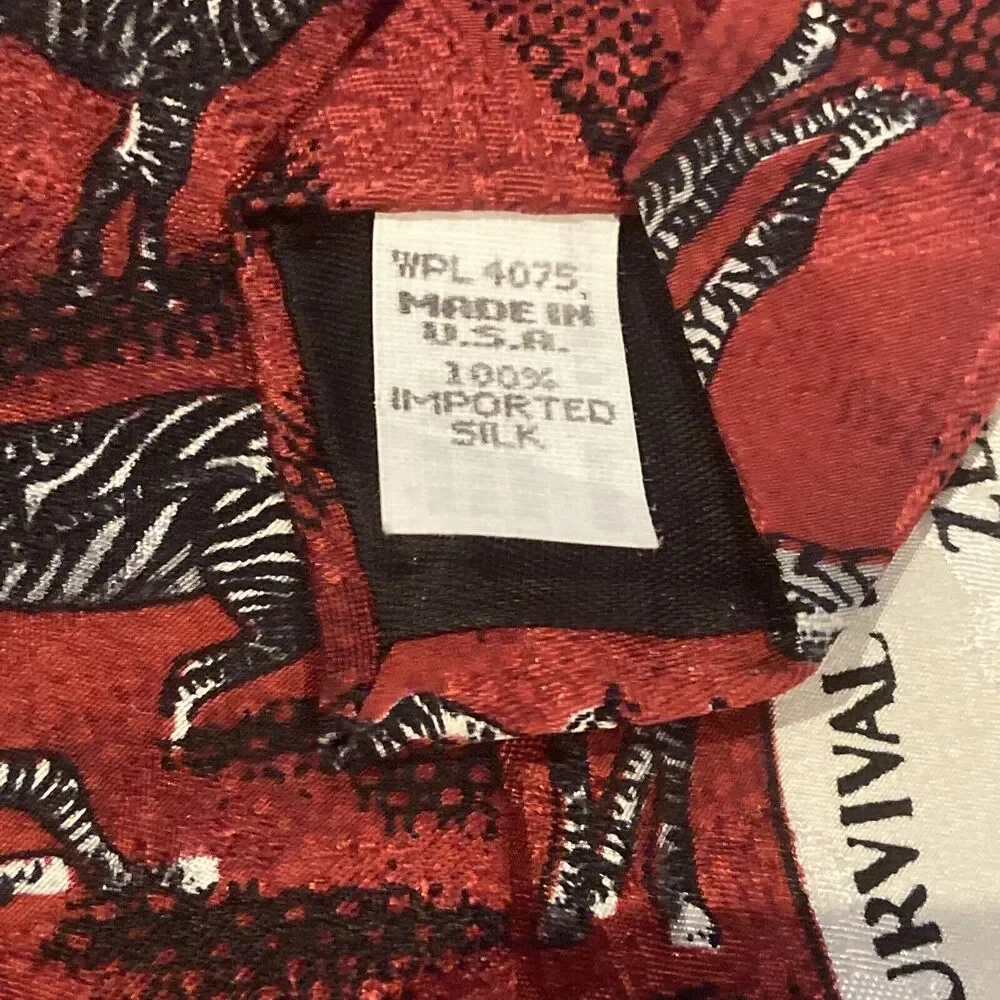 Endangered Species Mens Silk Zebra Tie Red 
